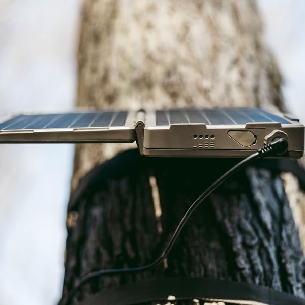 Tactacam Reveal Folding Solar Panel – 7.2W Output Built-in Lithium Battery Powers Trail Cameras Compatible with Reveal &amp Defend Cams Portable Design 12V/2A Output