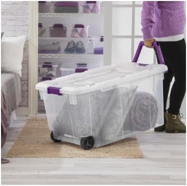 40 Gallon Wheeled Industrial Tote with Drip-Resistant Lid Ergonomic Handle and Large Wheels Heavy-Duty Storage Solution Set of 2