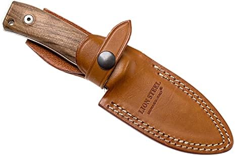 LionSTEEL M4 Fixed Blade FatCarbon Glow in the Dark Carbon Fiber Handle Scales Full Extended Tang Construction M390 Steel Blade Triple Stitched Leather Sheath KAVISO Exclusive