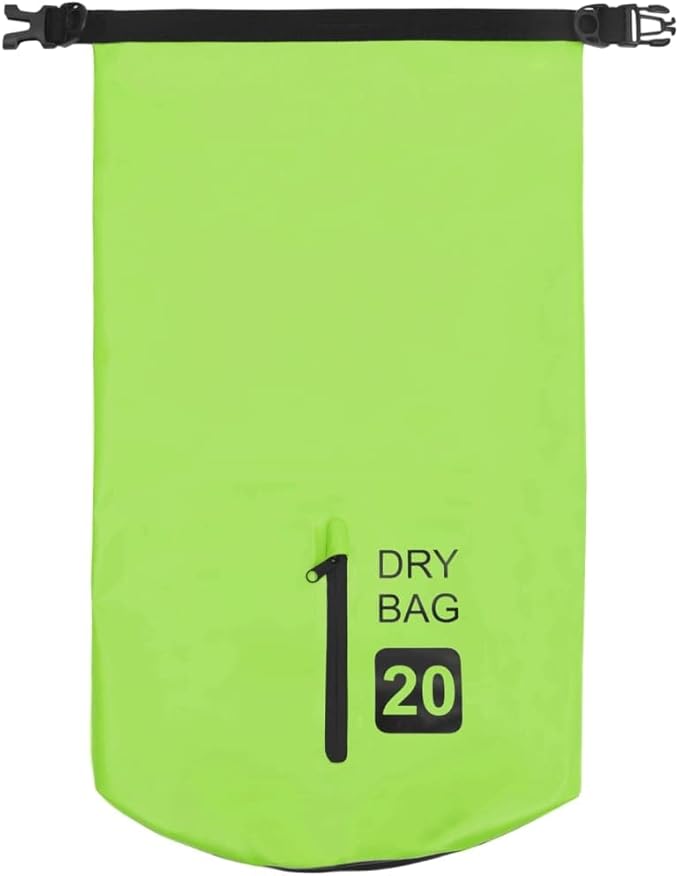 SKM Dry Bag with Zipper Green 20 L PVC (Weight-1KG)