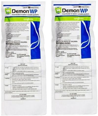 Syngenta 73654 Demand CS Insecticide 8oz Beige and Syngenta Demon WP Insecticide 2 Envelopes Containing 4 Water-Soluble 9.5 Gram Packets Makes 4 Gallons Cypermethrin 40%