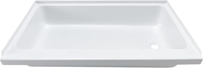 RecPro RV 40 x 24 White Shower Pan | Camper Shower Pan (Right Drain)