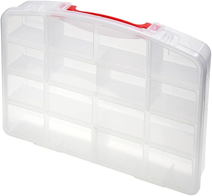 Quantum QB900 Divided Small Item Storage Box 10-1/4-Inch x 13-Inch x 2-3/8-Inch Clear