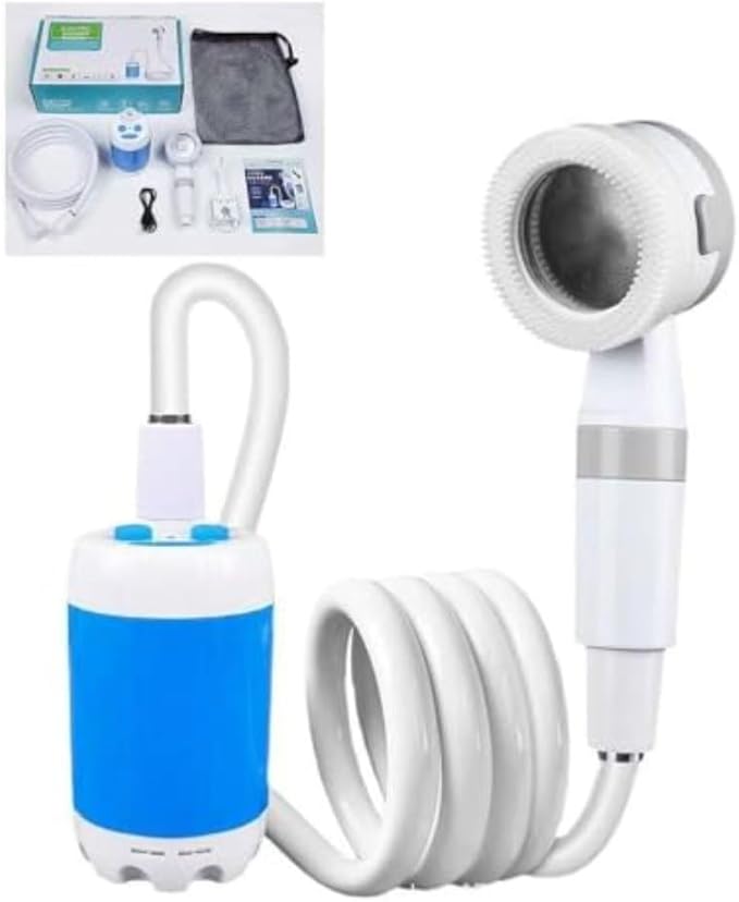Portable Rechargeable Camping Shower Pump - Lightweight &amp Compact Outdoor Shower Hiking Travel Vehicle Cleaning