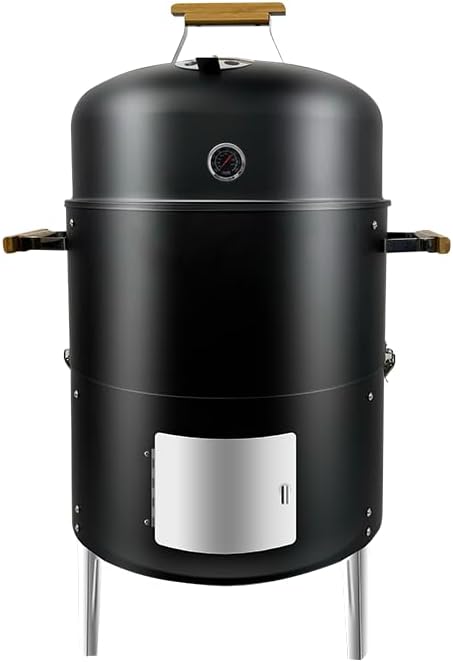 17 BBQ Smoker Grill Built in Thermometer Air Vent and adding charcoal door Multi-Layer heavy duty Meat Smoker Grill