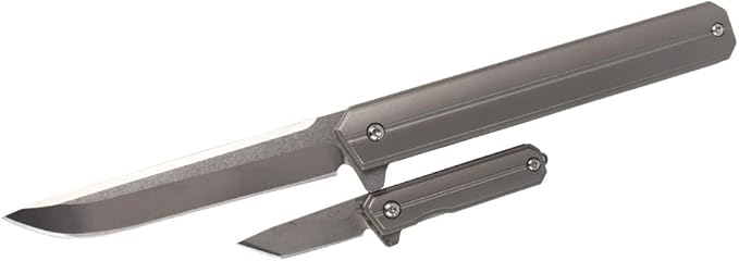 MASALONG Harry and Son kni206 Outdoor camping tactical folding knife EDC Titanium alloy handle D2 / damascus blade (large)
