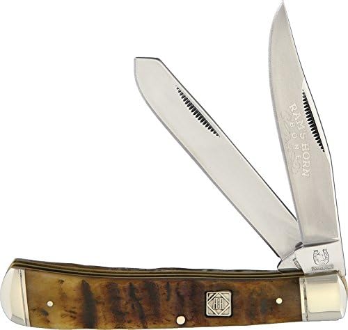 Rough Ryder KB201RAMSHORNBONE Trapper Rams Horn Jigged BoneMulti