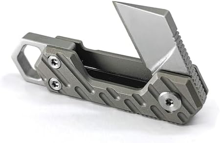 VLKN Micro Titanium Folding Knife - Ultra-Lightweight Compact EDC Utility Knife with Grade 5 Titanium Handle &amp AUS-8 Stainless Steel Blade (Silver)