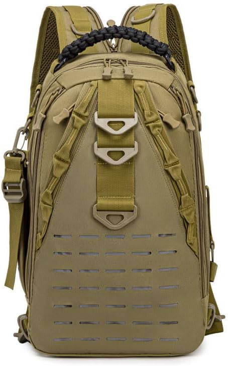 Outdoor Sports Pack Hiking Bag Rucksack Knapsack Combat Camouflage Tactical Backpack- Tan Medium