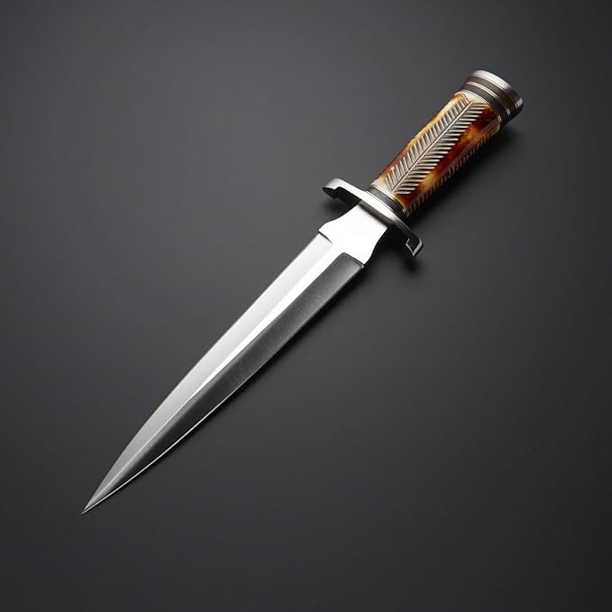 Custom Handmade D2 Steel FireFlash Knife Dagger Knife Outdoor Fixed Blade Knife Forged Camel Bone with Rosewood Handle Leather Sheath