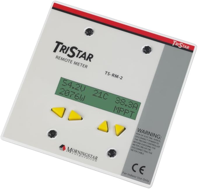 Morningstar Tristar Remote Meter-2 (TS-RM-2) - Connects via 30m Cable to Tristar PWM/MPPT Solar Controllers to Display System Info Logged Data Graphs Alarms &amp Faults Troubleshooting - 5 Languag