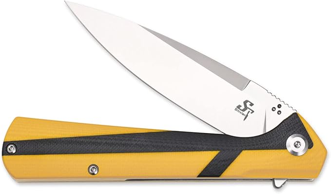 Sitivien ST123 Folding Knife D2 Blade and G10 Handle EDC Tool Knife with Pocket Clip for Outdoor Camping EDC(Yellow)