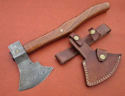 Axe Damascus Steel 15 Rose Wood Handle Axe/Hand Forged Woodsman Axe