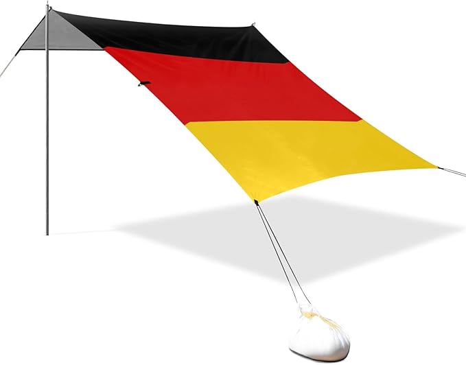 Flag Beach Tent &amp Canopy UPF50+ Easy Setup Shade Sun Shelter with Sandbags &amp Sand Shovel for Camping Picnics Backyard &amp Fishing