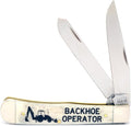 Case XX WR POCKET KNIFE BACKHOE SMOOTH NATURAL BONE TRAPPER 4 1/8 INCHES CLOSED ITEM #1067652
