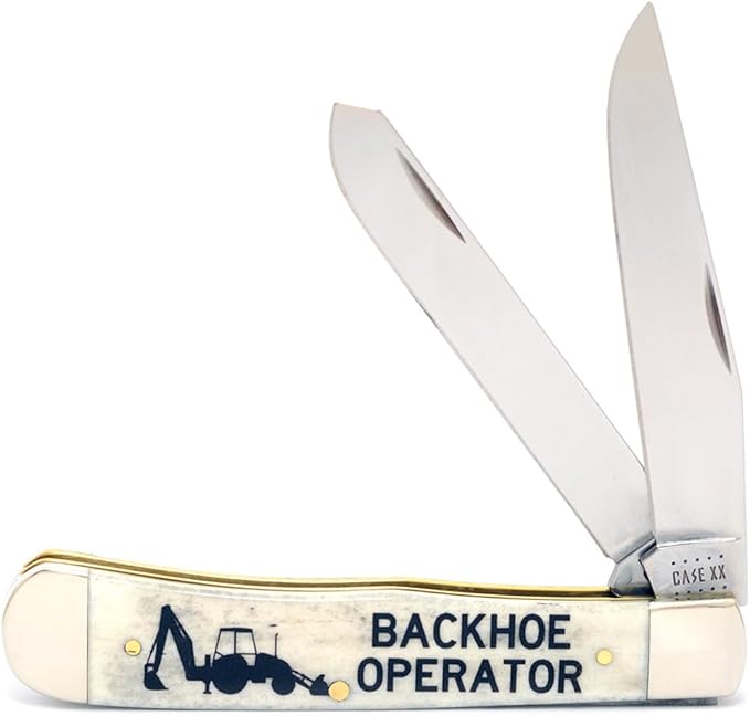 Case XX WR POCKET KNIFE BACKHOE SMOOTH NATURAL BONE TRAPPER 4 1/8 INCHES CLOSED ITEM #1067652