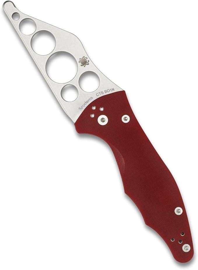 Spyderco Yojimbo 2 Trainer Folding Knife - Red G-10 Handle with Blunted CTS BD1 Steel Blade and Compression Lock - C85TR2