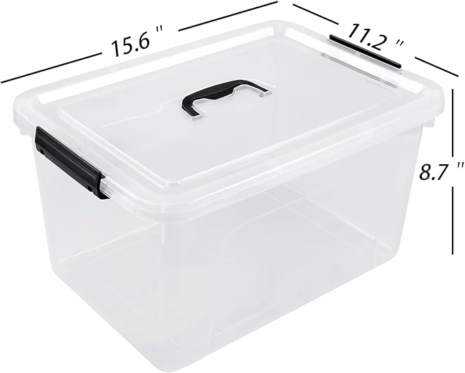 18 Liters Storage box with lid Clear Plastic Storage Totes with Handles Set of 6