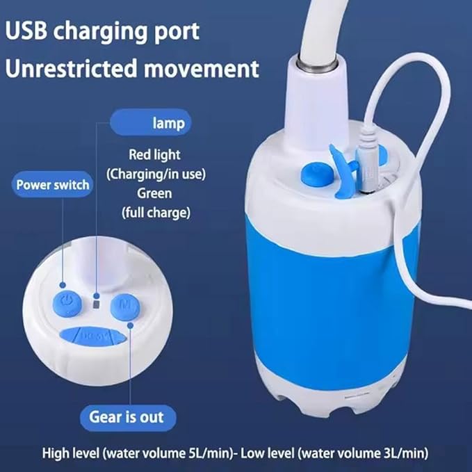 Portable Camping Shower Outdoor Camp Shower Pump Rechargeable Outdoor Shower Head Sprayer with Digital Display Rechargeable Electric Shower Pump for Camping Travel Car Washing