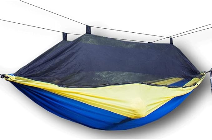 Portable Hammock Hammock Double Single Portable Hammock Lightweight Nylon Parachute Hammocks Camping Accessories Gear for Backpacking Beach (Color : Yellow Size : Twin)