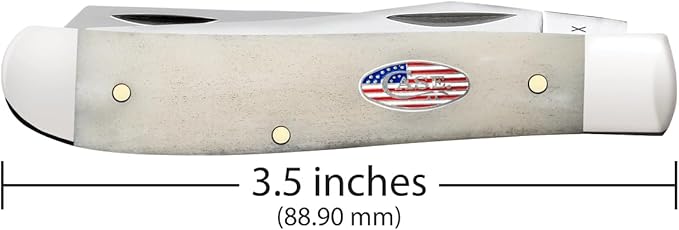 Case Mini Trapper - Smooth Natural Bone - Stars &amp Stripes Shield - 14091