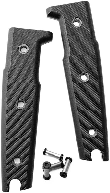 1 Set CNC G10 Scales Replacement with Screws Fit for Knife Handle DIY Accessory(Black)
