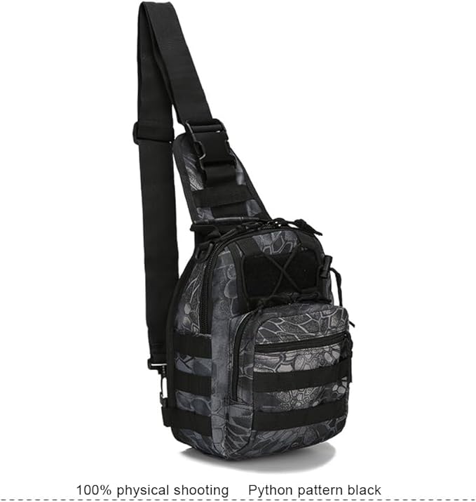SUMAC Universal Backpack for Camping HikingCompactDurableWater Resistant Used as Tactical Sling Pack Chest Bag Hand BagCross-Body PackPouch (Black)