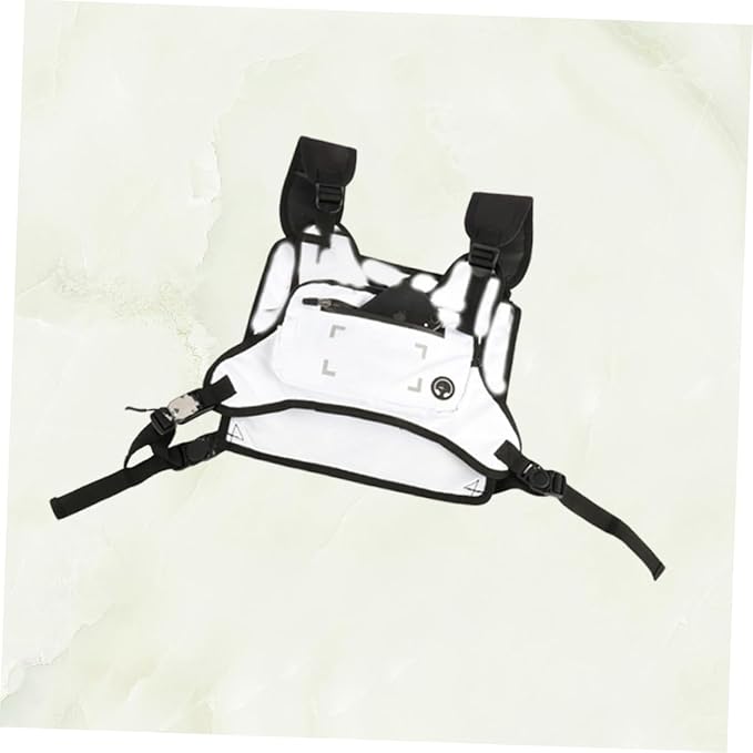 SHERCHPRY Outdoor Sports Unisex Chest Bag Multi-function Rig Pack for Running Hiking and Biking Straps Reflective Safety Design Mobile Phone Storage White
