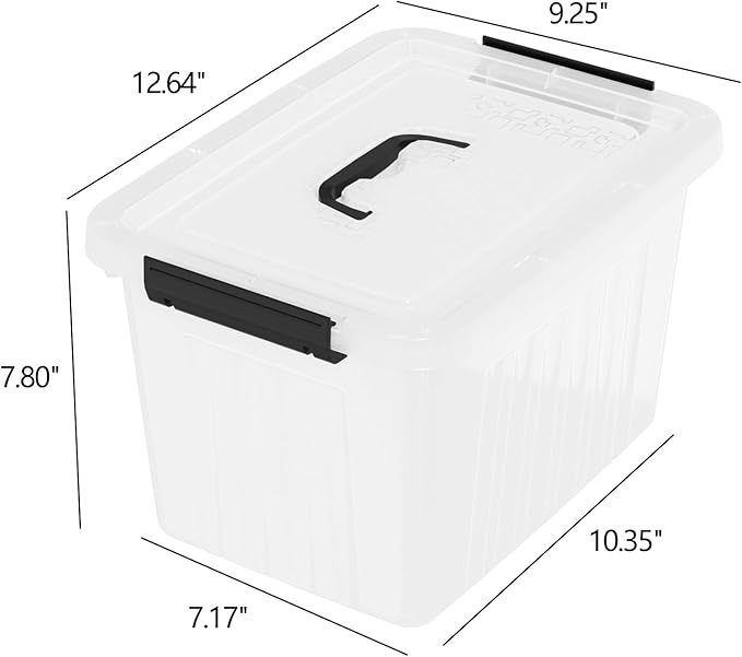 10 Quart Clear Plastic Storage Boxes with Handle 4-Pack Clear Plastic Storage Bins with Lids