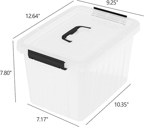 10 Quart Clear Plastic Storage Boxes with Handle 4-Pack Clear Plastic Storage Bins with Lids