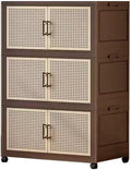 Plastic bins for storage Collapsible Closet Organizer with Wheels Extra Large Storage Cabinet Rolling Closet Organizers Container with Doors for Living RoomBedroomOffice(3 tier65x40x184.5cm)