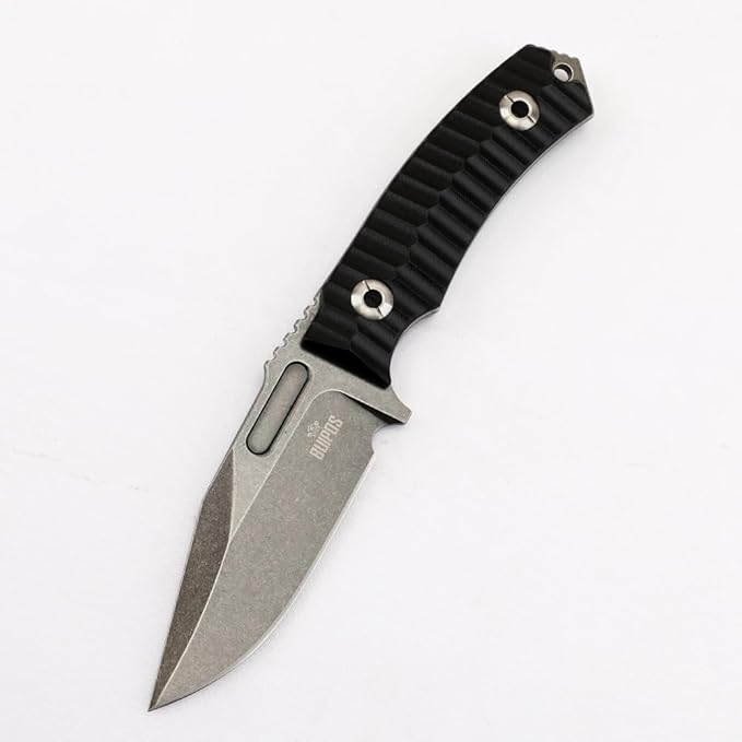 BD02 Fixed Edge Knife 22.9CM Stainless Steel Blade G10 Handle Full Edge EDC Tool Straight Knife for Work Camping Survival (Stone Wash Black Stone Wash White) (Black handle and black blade)