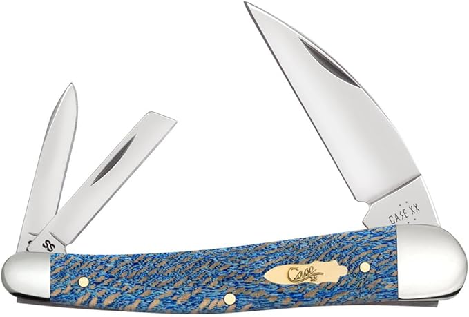 Case Knives Smooth Blue Sycamore Wood Seahorse Whittler Knife