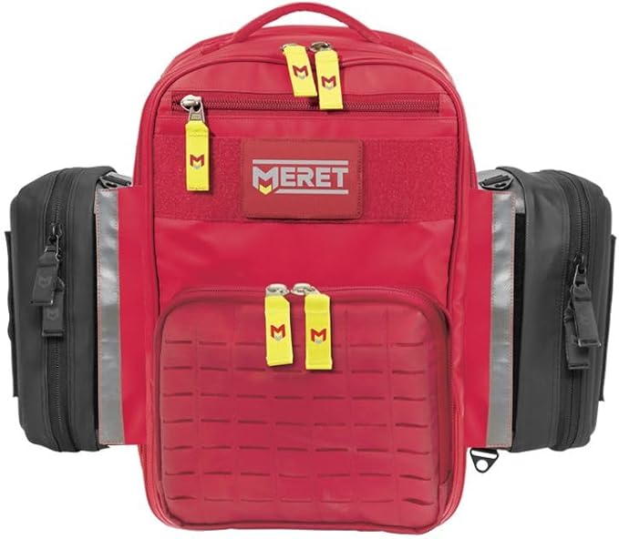 MERET V.E.R.S.A.™ PRO X EMS Backpack (Red) – Modular ALS BLS Trauma Bag with Durable Material Laser Cut MOLLE Padded Harness System
