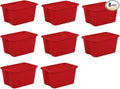 Red 8-Pack 18 Gallon Plastic Storage Bins with Snap-On Lids Stackable Lidded Containers with Comfortable Integrated Handles for Camping Gear Sports Equipment Tools Blankets &amp Sleeping Bags