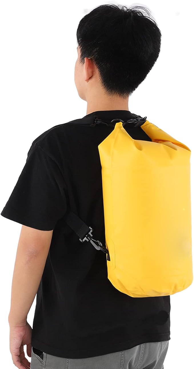 Dry Bag Camping Bag 20L Dry Bag Waterproof PVC Mesh Cloth Removable Lightweight Yellow for Boating Swimming Kayaking