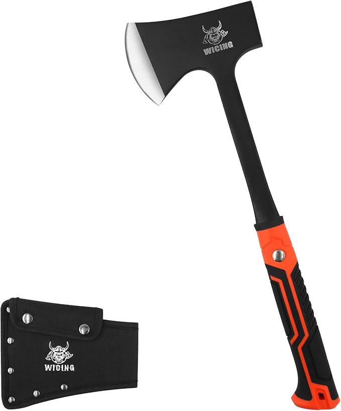 17 Hatchet Camping Axe High Carbon Steel &amp Non-Slip Shock-Absorbing Grip with Nylon Sheath