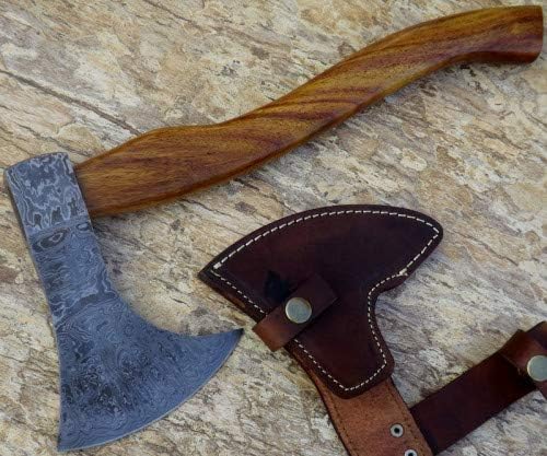 Axe Damascus Steel 15 Rose Wood Handle Axe/Hand Forged Woodsman Axe