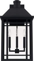 Capital Lighting 927131BK Braden Clear Glass Outdoor Wall Sconce 3-Light 180 Total Watts 23 H x 13 W Black