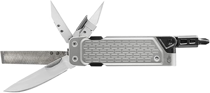Gerber Gear Lockdown Driver 7-in-1 EDC Multitool - 2.5 Plain Edge Blade Scissors Bit Driver - Gifts for Men Everyday Carry Gear and Survival Equipment - Silver