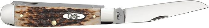 Case XX WR Pocket Knife Amber Jigged Bone Trapper Item #164 - (6254 SS) - Length Closed: 4 1/8 Inches