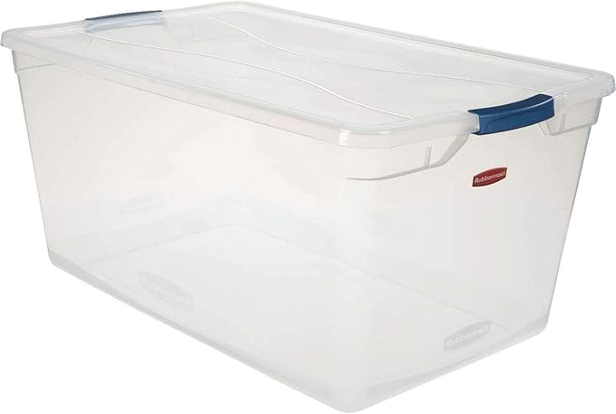 United Solutions Cleverstore Clear Latching Storage Tote w/Lid 95 Quart 29 L x 17-3/4W x 13-1/4H Lot of 4