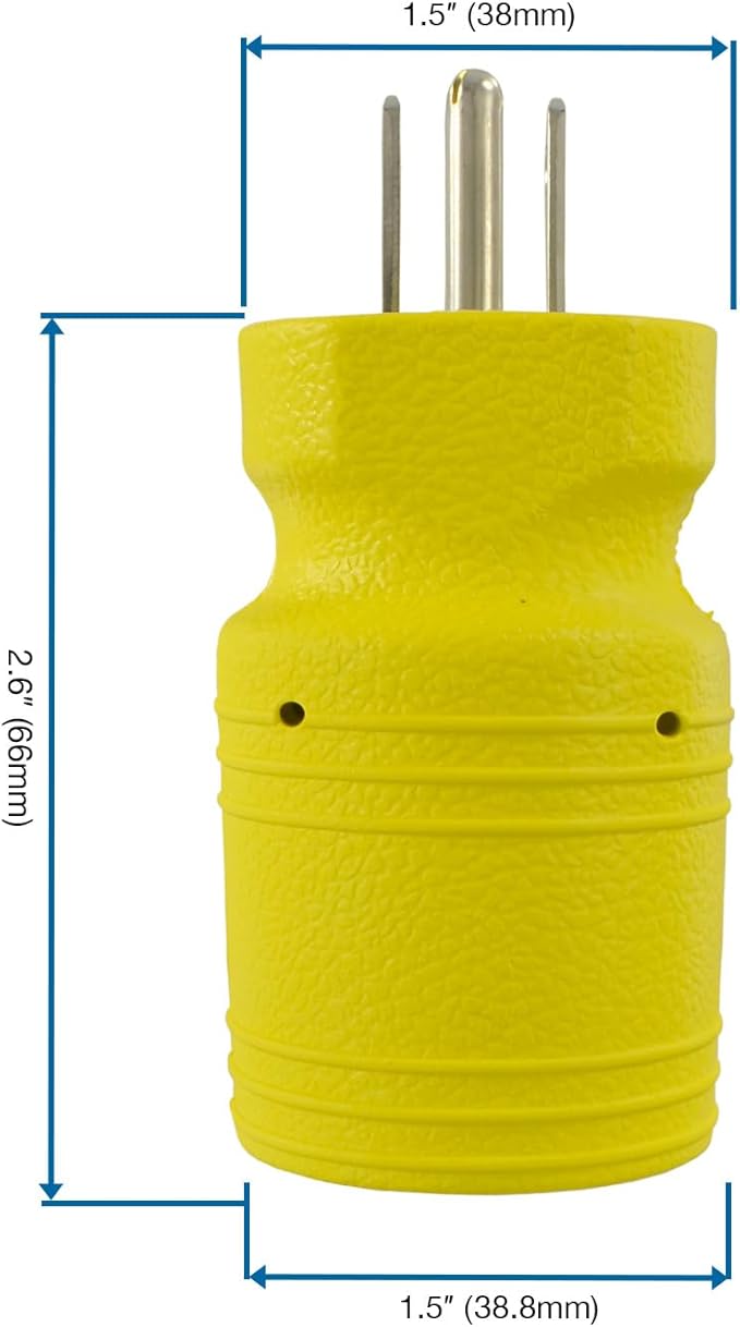 Conntek 30111-YW NEMA 5-15P to NEMA L5-15R Locking 15Amp Plug Adapter