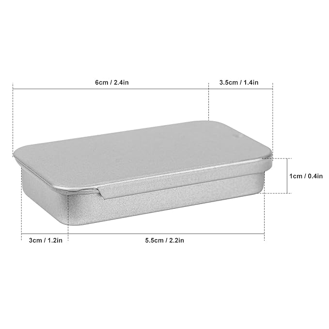 70 Pack Silver Metal Slide Top Tin Containers Mini Metal Tin Box with Slide Lid Empty Lip Balm Containers for DIY Projects Pills Candies Jewelry (2.36 x 1.34 x 0.43 Inch)