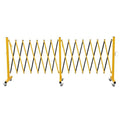 GYMTIME Metal Expandable Barricade Safety Barrier with Casters Retractable Traffic Fence Mobile Temporary Folding Security Gate for Outdoor Shopping Mall 23 Feet Yellow and Black