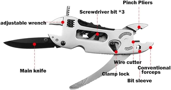 Multi Function Folding Plier 3 in 1 Pocket Knife Wrench Wire Cutter Multitool Adjustable Foldable Wrench Pliers Stainless Steel Tool for Outdoor Survival Camping
