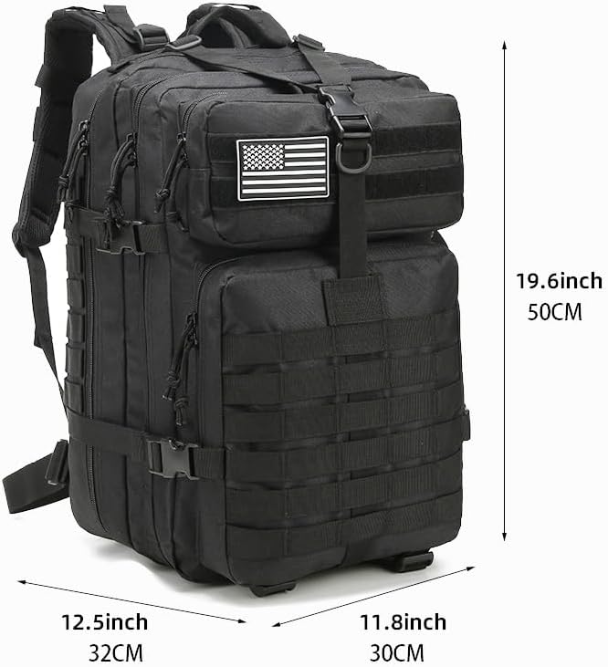 Tactical Backpack for Men 45L Military Gym Backpacks Large 3-Day Assault Pack Bug Out Bag MOLLE Daypack for Rucking Fishing Camping (Red)
