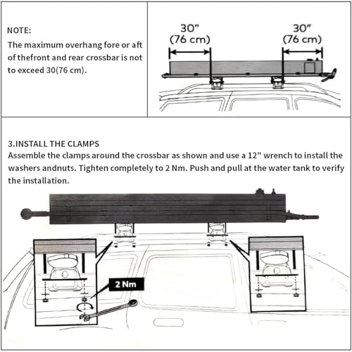 30L Self-Pressurized Water Tank for Roof Rack Shower - Multifunctional Overland Shower with Shower Head &amp 1.7m Hose for SUVs Trucks Off-Road &amp Camping Adventures