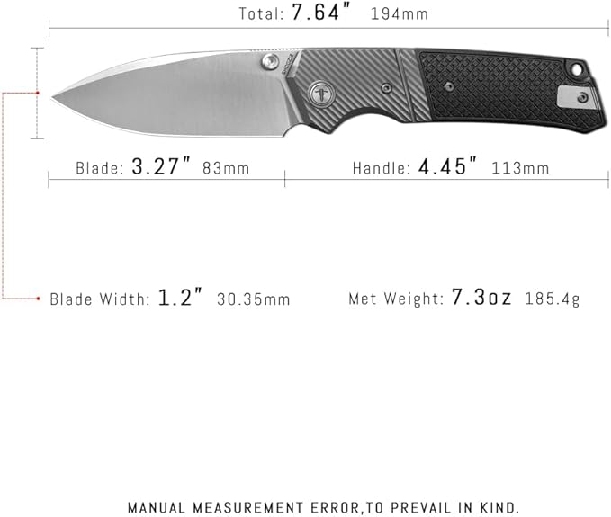 XUN125-BGS 3.27 Folding Pocket Knife for Man 14C28N Steel Satin Blade with Reversible Clip for EDC &amp Outdoor Camping
