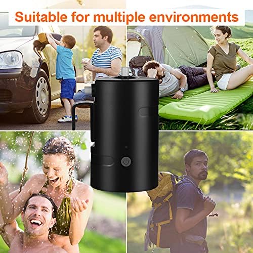 Portable Outdoor Shower 2 Flow Mode 4400mAh Battery Powered Shower Pump for Hiking/Backpacking Travel Beach Pet Flowering IPX7 Waterproof &ampUSB Rechargeable Camping Shower with 3 LED Lights…